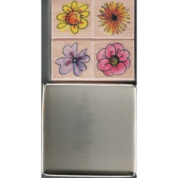 NOS 2005 HERO ARTS Quatro's Pop PETALS #LL022 four 1" woodblock rubber stamp set - Picture 3 of 4